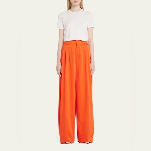 Altuzarra Pants - ALTUZARRA Tyr Wide-Leg Pleated Pants Bright Orange
